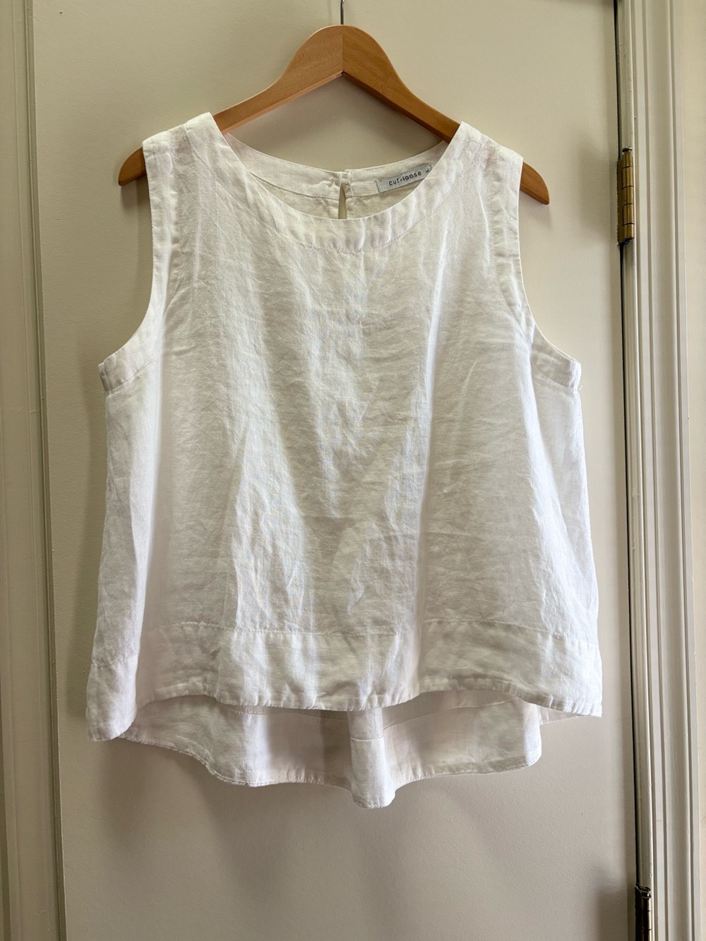 Cut Loose White Boxy Linen Tank